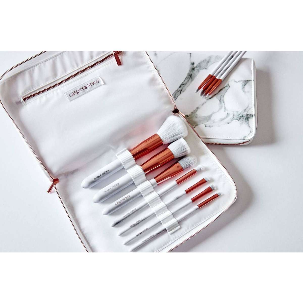 Casper & Lewis 13 Piece Makeup Brush Set Marble/Rose Gold Woolworths