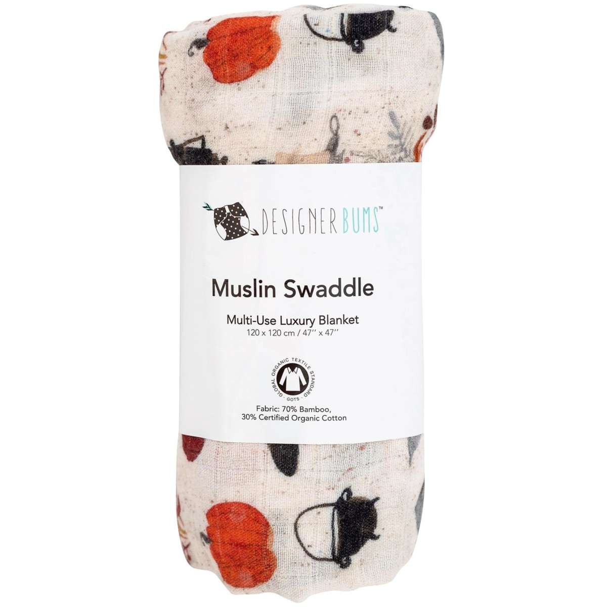 Designer Bums Organic Premium Muslin Swaddle Witch Stuff Woolworths