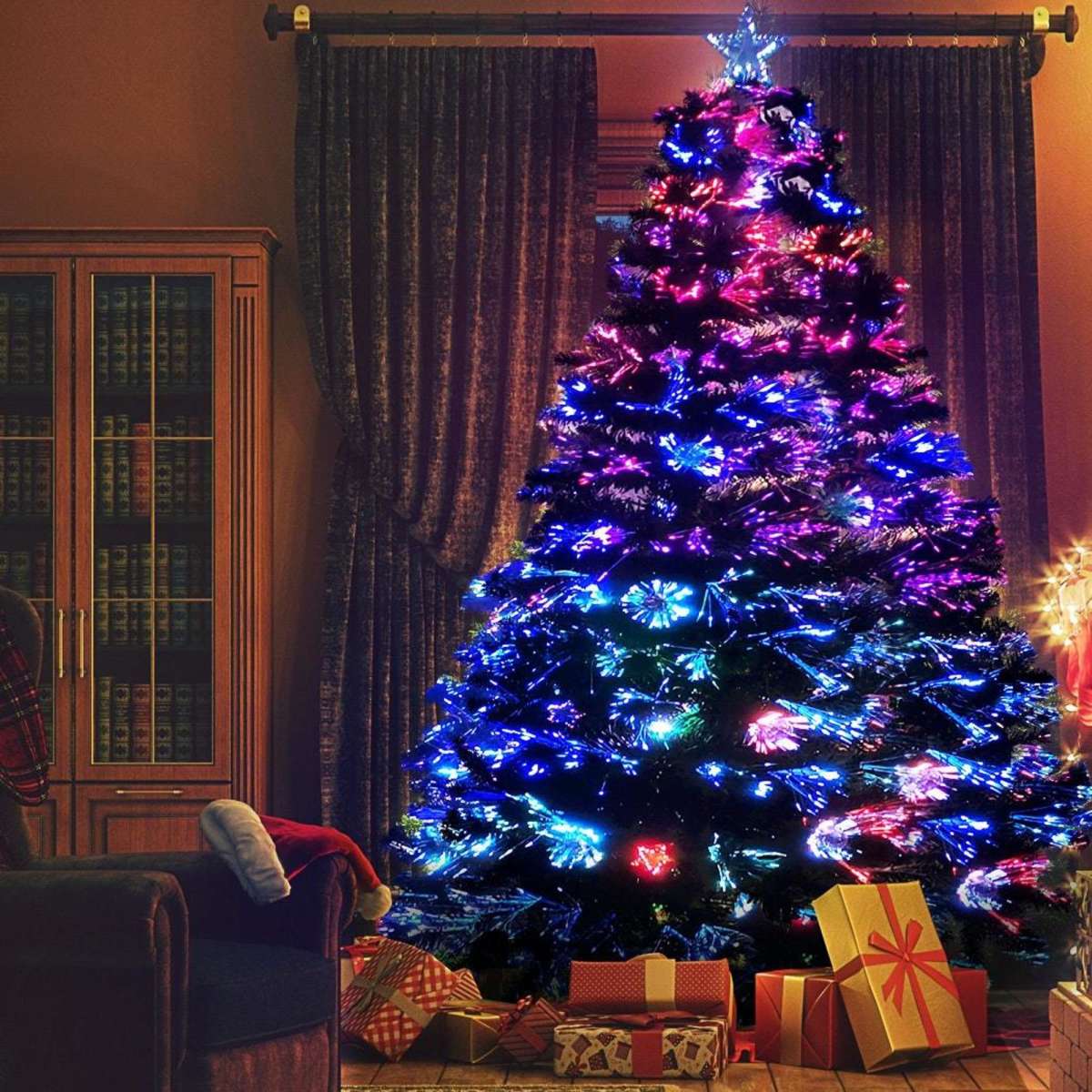 SANTACO Christmas Tree 2.1M 7Ft Xmas Decorations Fibre Optic