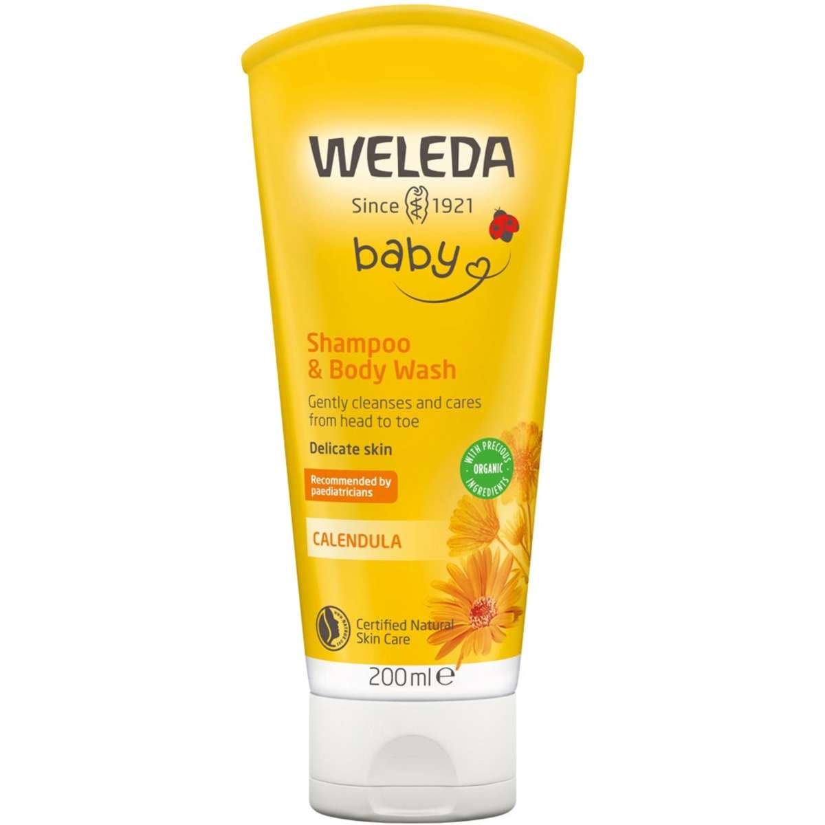 Weleda Calendula Baby Shampoo and Body Wash, Gentle Wash, Natural