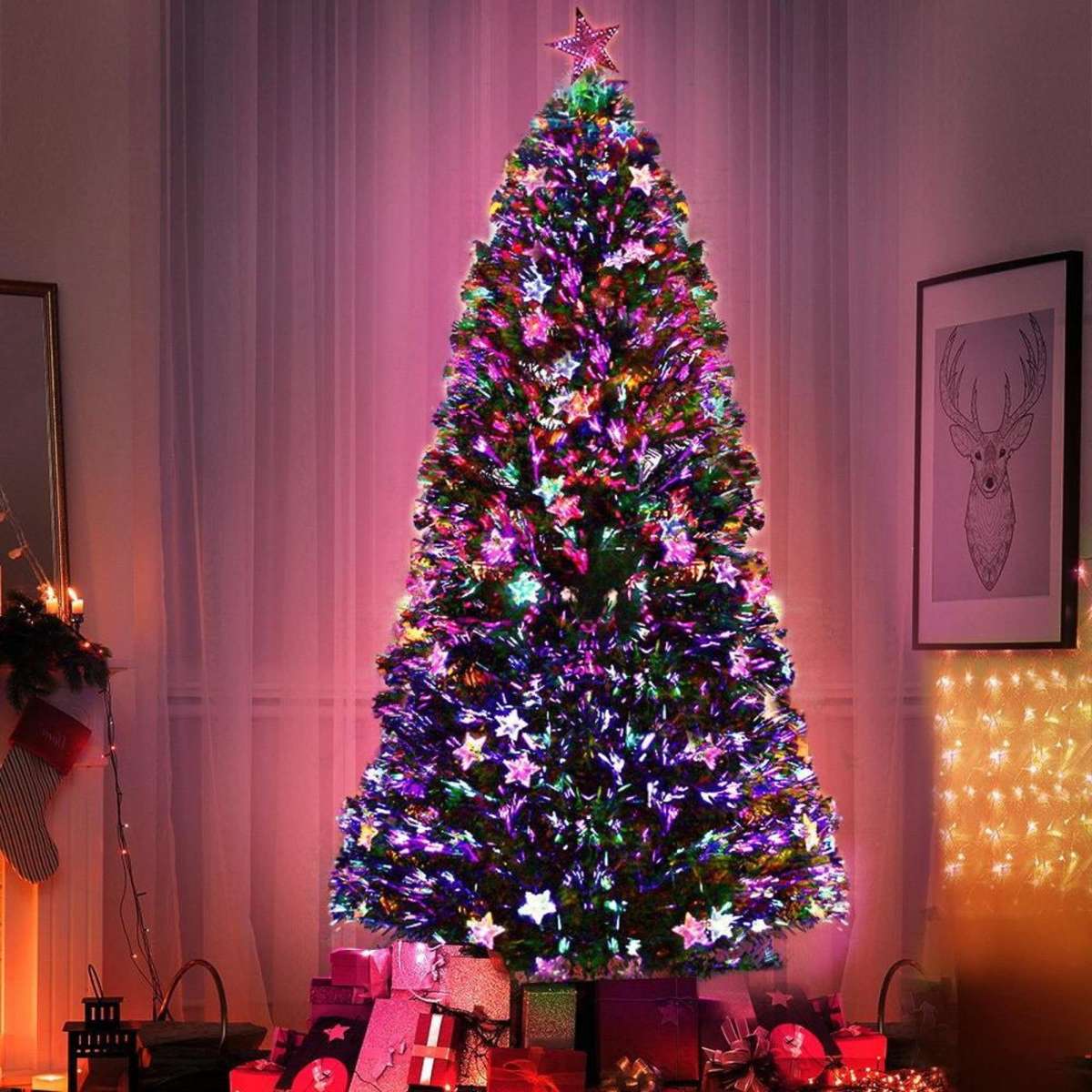 Jingle Jollys Christmas Tree 1.8M LED Xmas trees with Lights Multi ...