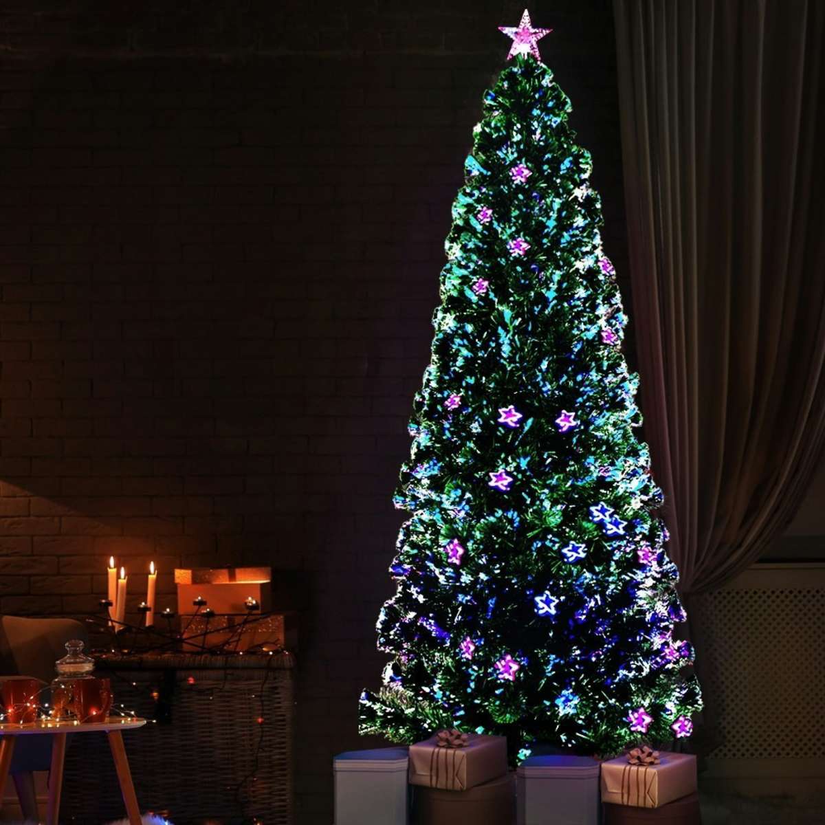 Jingle Jollys Christmas Tree 2.4M LED Xmas trees with Lights Multi ...