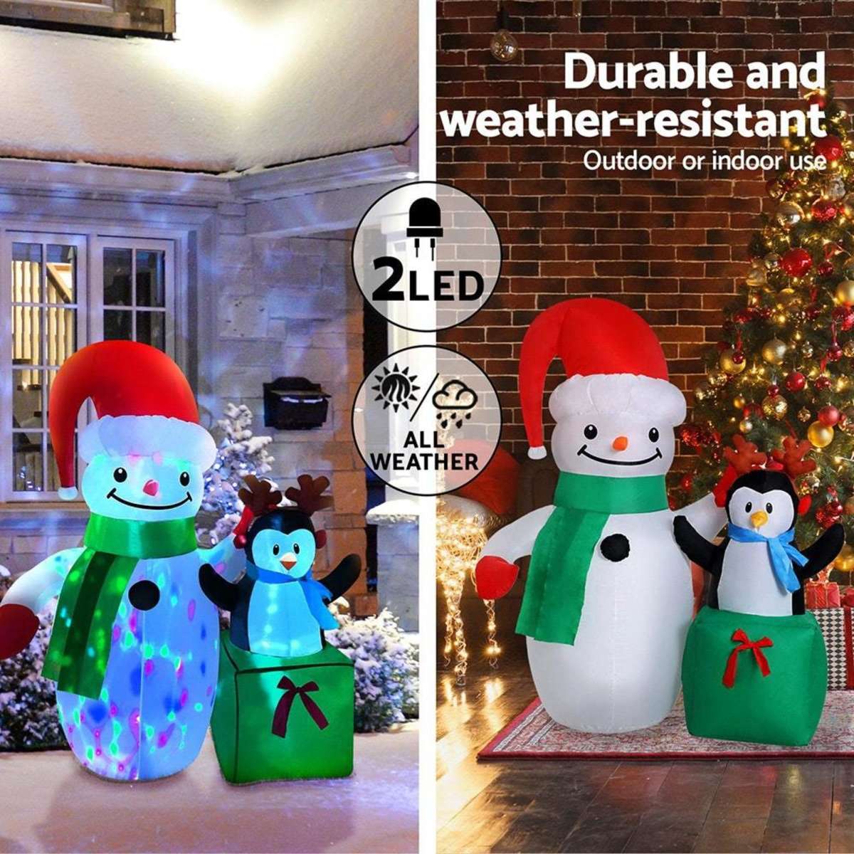 Jingle Jollys Christmas Inflatable Snowman 1.8M Illuminated Decorations