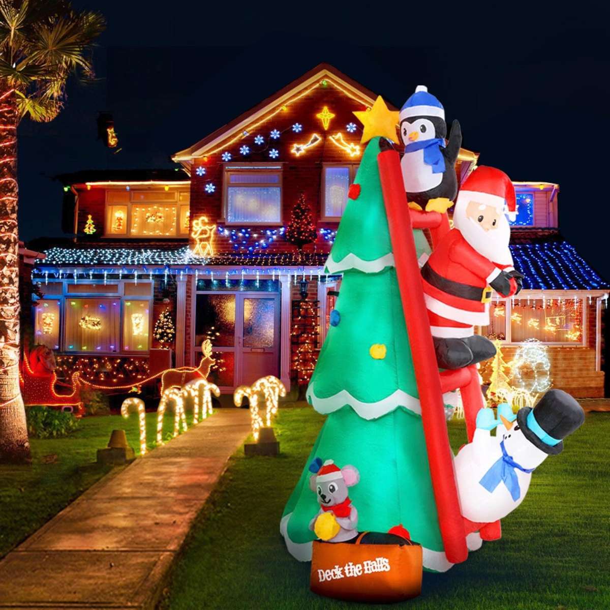 Jingle Jollys 1.8M Christmas Inflatable Tree Snowman Lights Outdoor