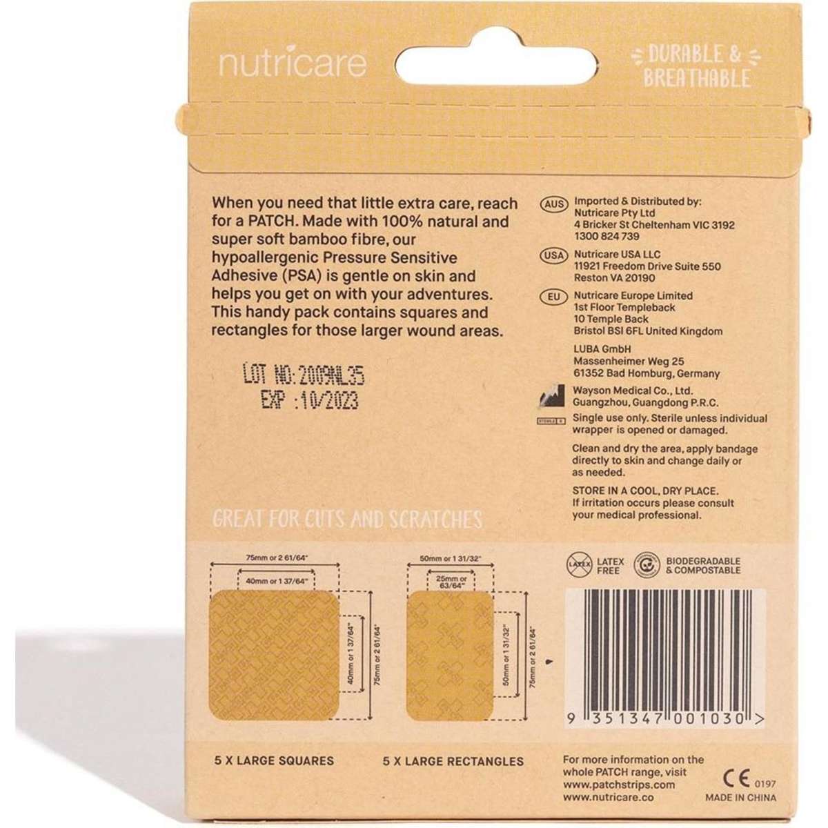 PATCH Large Mixed Natural Bamboo Bandages - 10pk | Woolworths