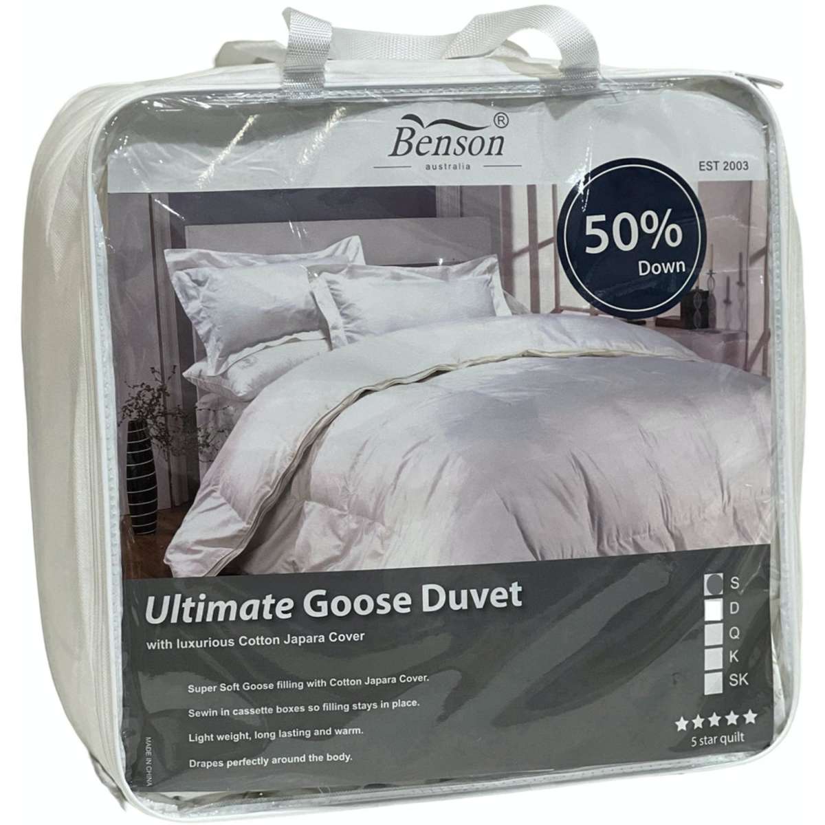 Benson Australia 50/50 White Goose Down & Feather Quilt Single Woolworths