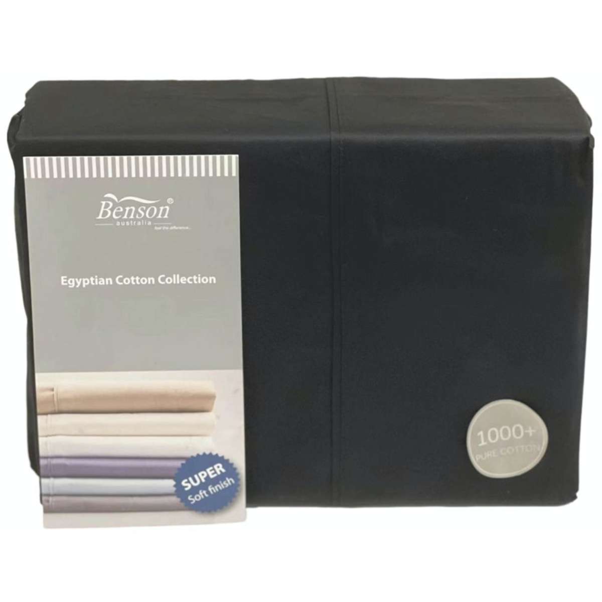 Benson Australia 1000TC Egyptian Cotton Sateen Sheet Set Black Single Woolworths