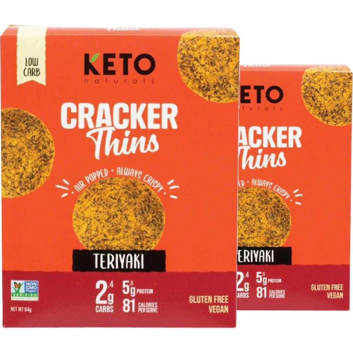 Keto Naturals Cracker Thins Teriyaki 64g 2pack Woolworths
