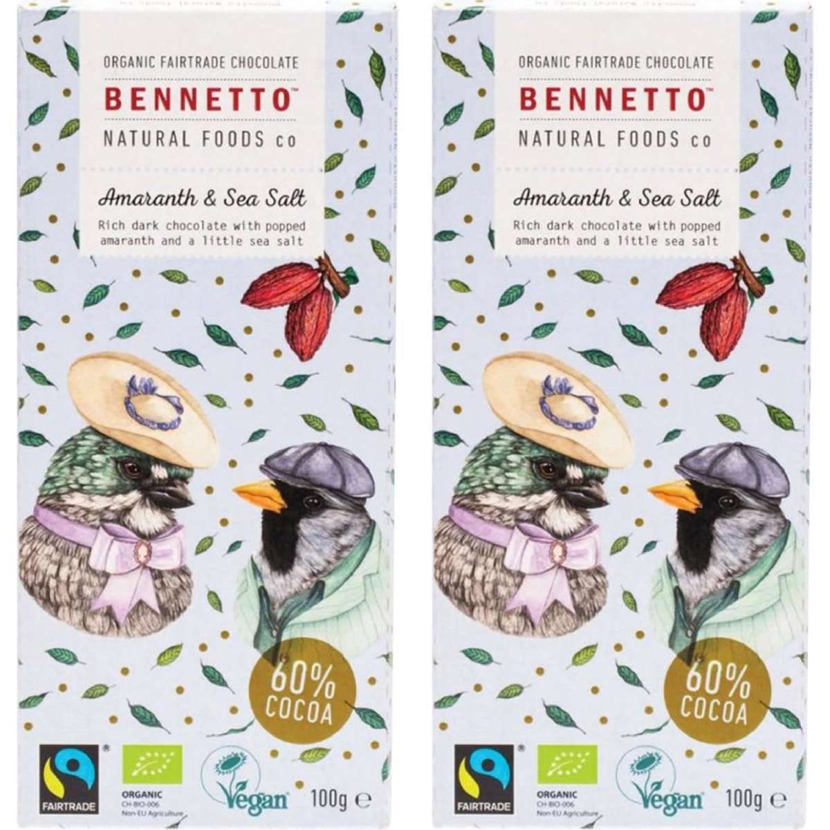 Organic Dark Chocolate Amaranth & Sea Salt 100g 2pack Woolworths