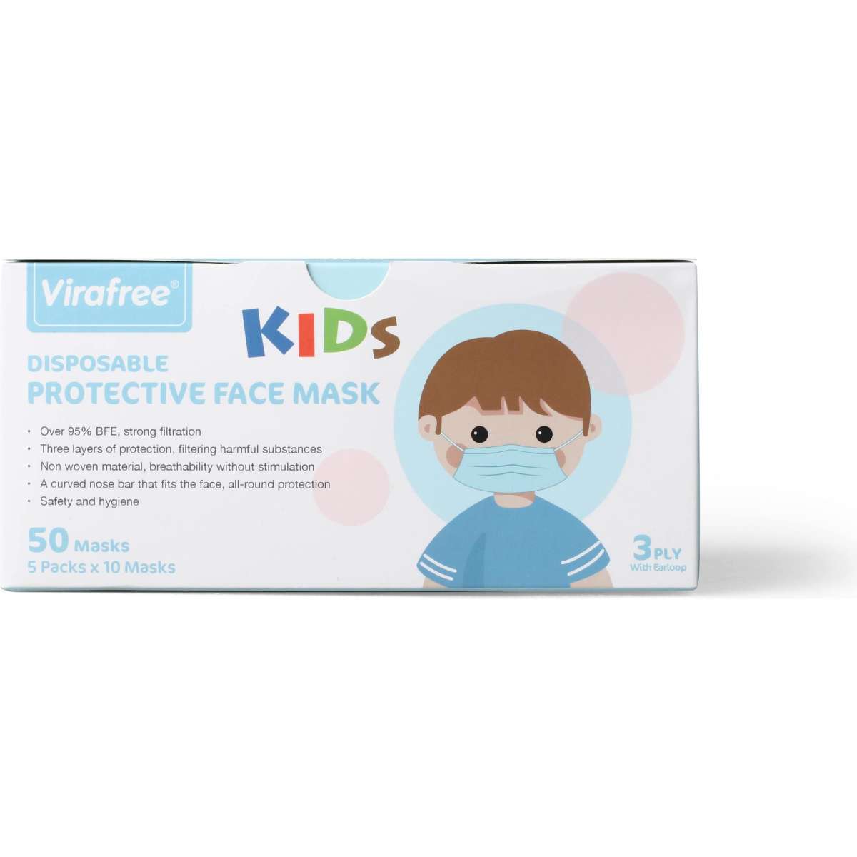 Virafree 3 Layer Disposable Protective Children Face Mask Blue 2000pcs
