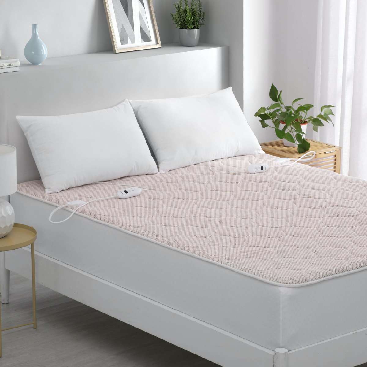 Dreamaker Copper Infused Quilted Top Electric Blanket Rose Copper Queen
