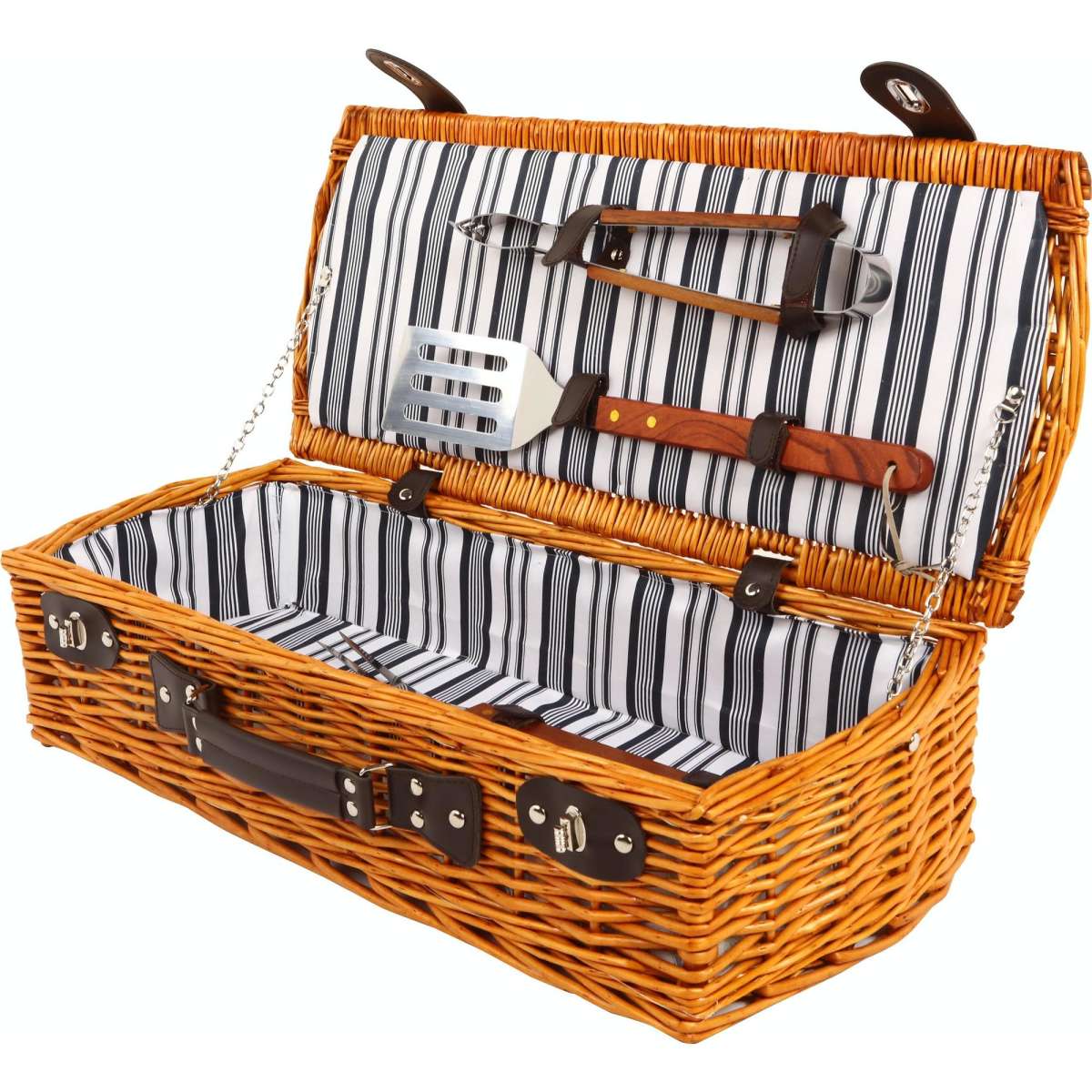 Sherwood Home Willow Brown Wicker Barbeque Set Basket 62x26x15cm