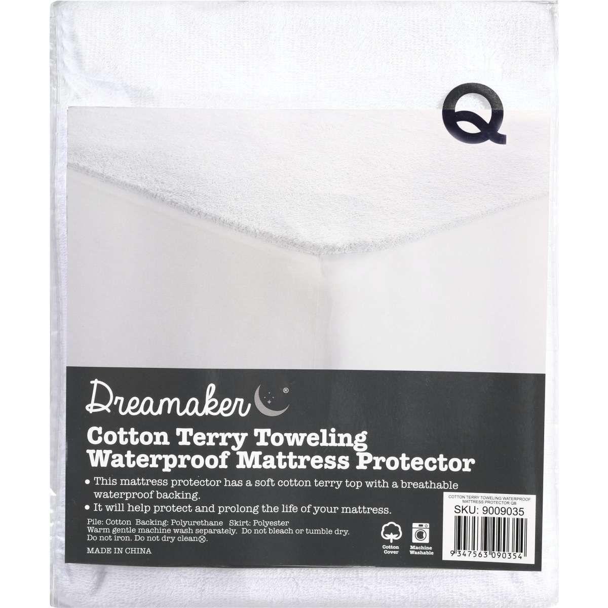Dreamaker Cotton Terry Towelling Waterproof Mattress Protector King
