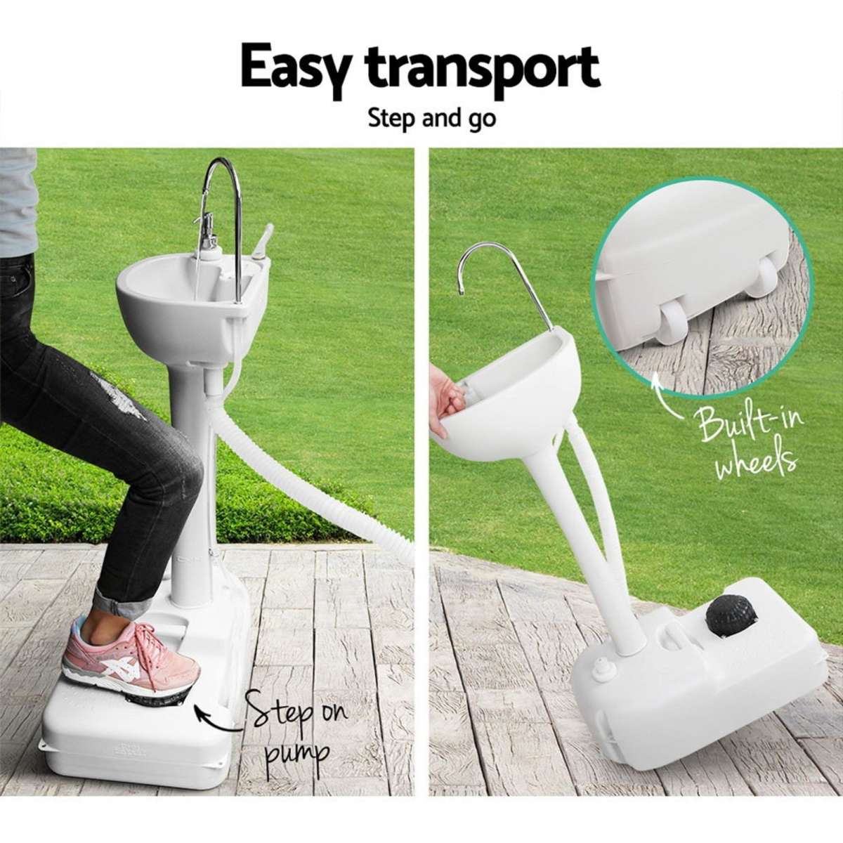 Weisshorn Camping Basin Portable Hand Wash Sink Stand 19L Capacity