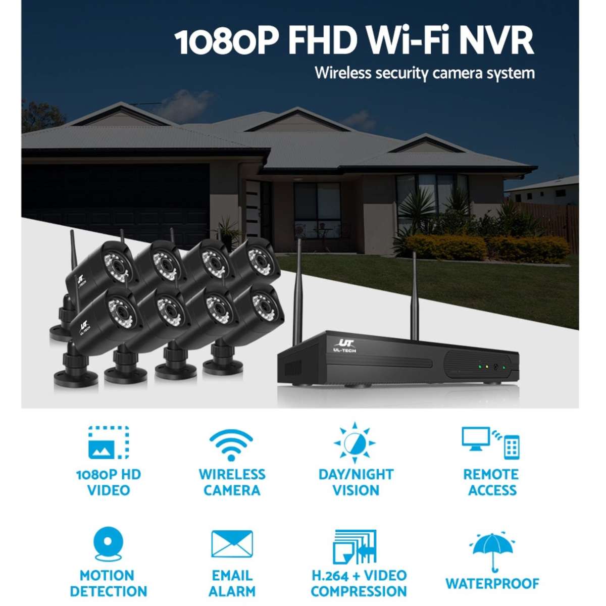 ULtech CCTV Wireless Security Camera System 8CH Home Outdoor WIFI 8