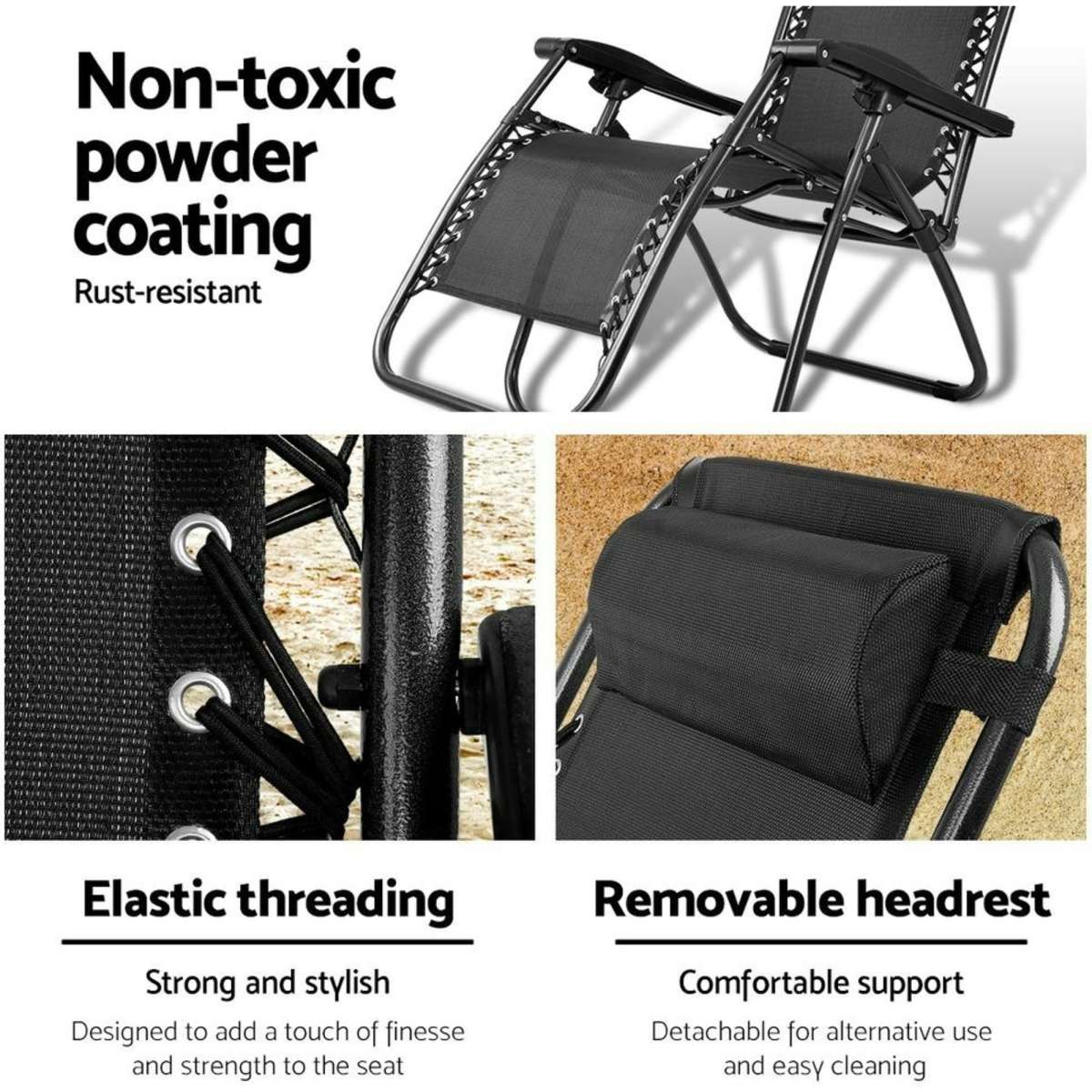 Gardeon Zero Gravity Chair Folding Outdoor Recliner Adjustable Sun