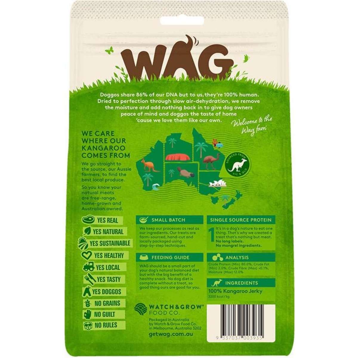 Wag Dog Treats Kangaroo Jerky 200g 2PK Woolworths