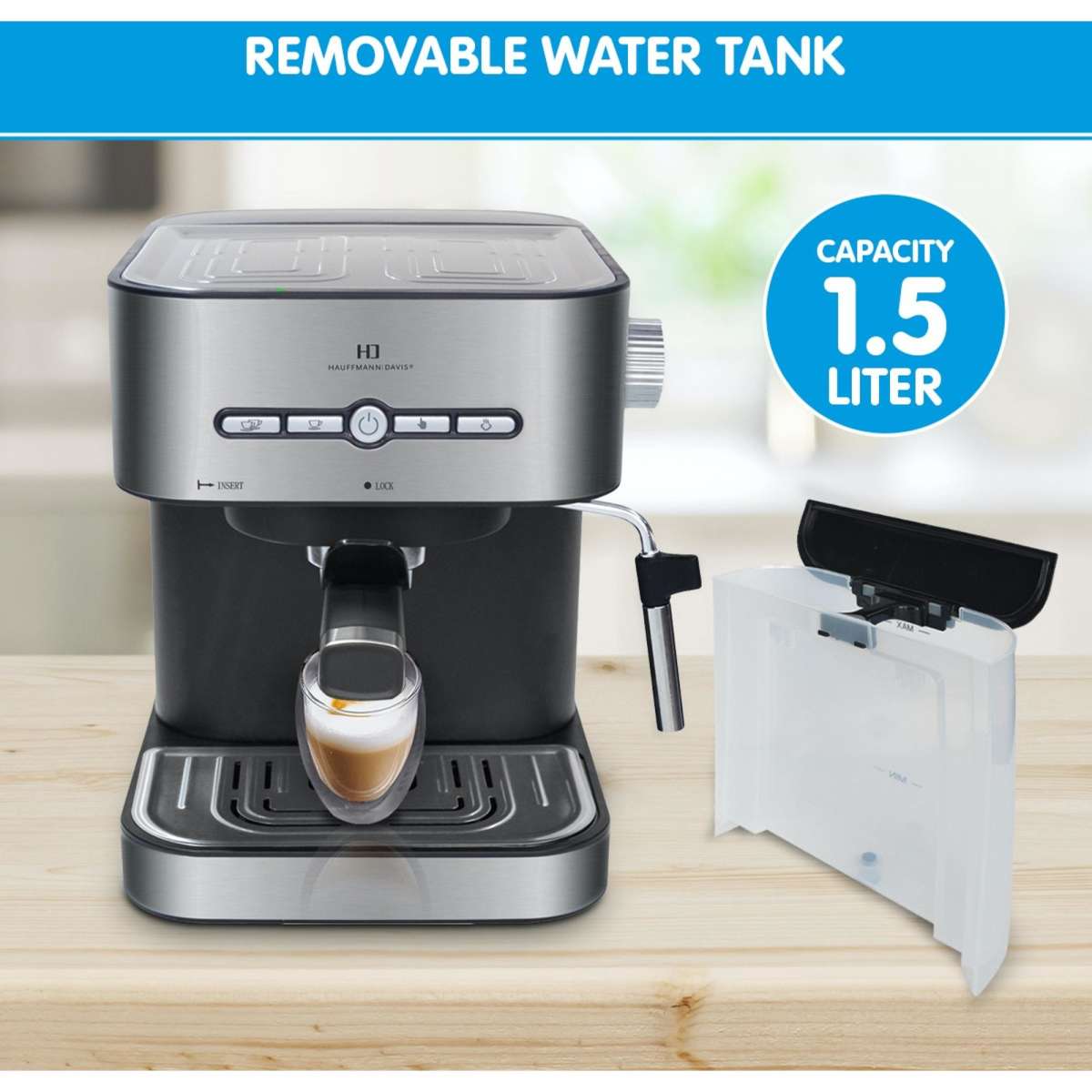 Hauffmann Davis Espresso Coffee Machine Automatic Italian Pump Frother Woolworths