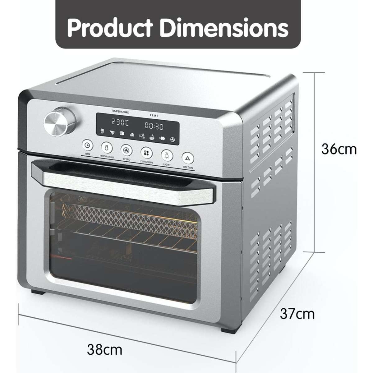 Pronti 18L 1500W Electric Air Fryer Multi Cooker Oven Silver Woolworths