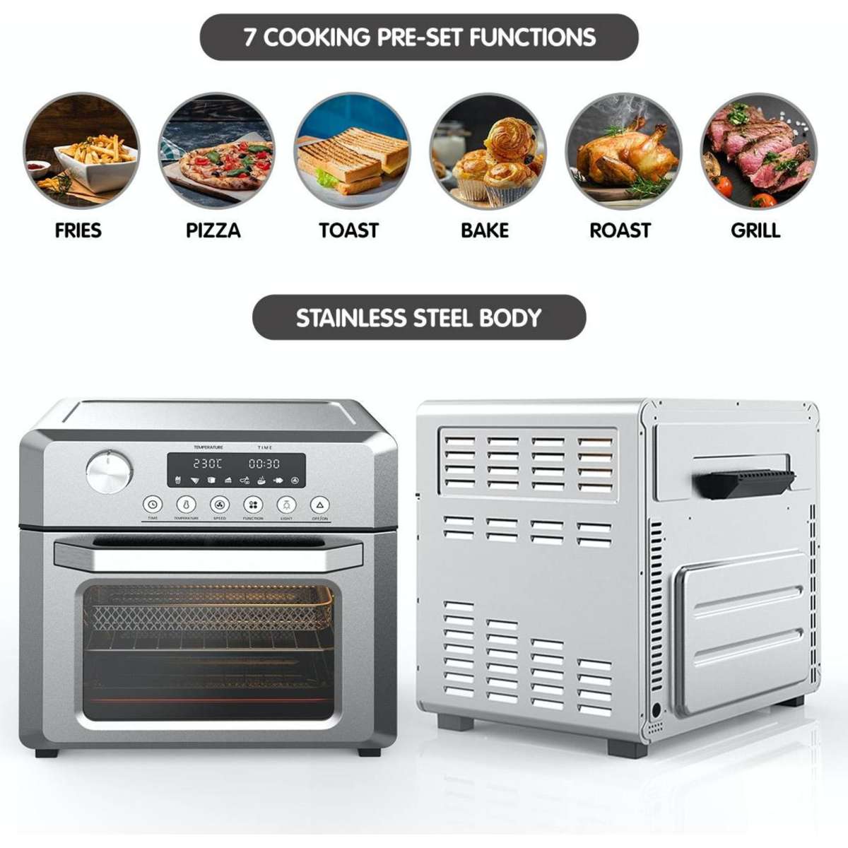 Pronti 18L 1500W Electric Air Fryer Multi Cooker Oven Silver Woolworths