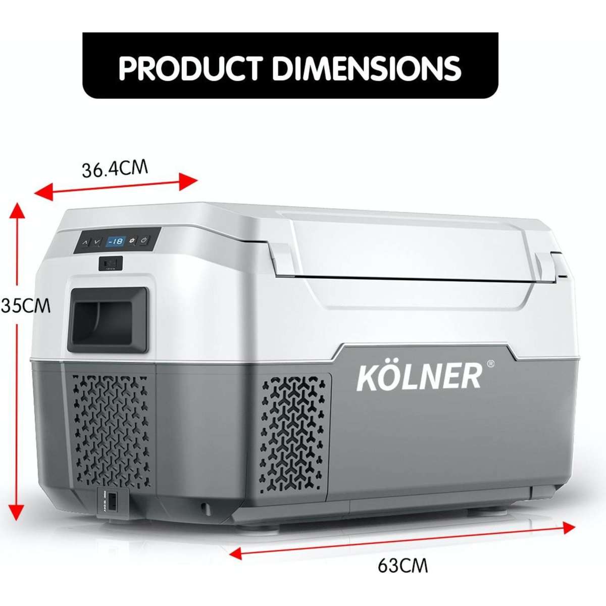 Kolner 20L Portable Fridge Cooler Freezer Camping Refrigerator Grey