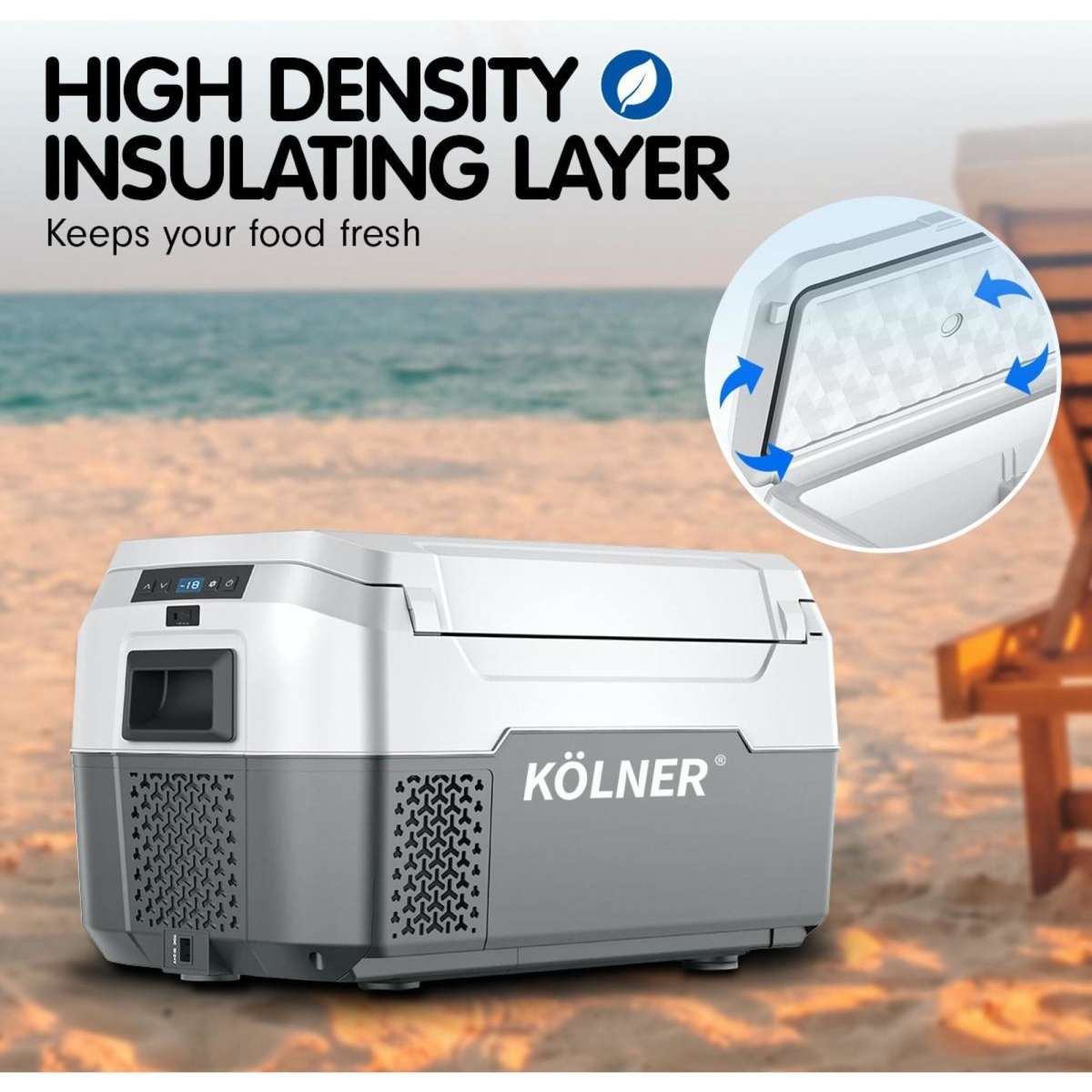 Kolner 20L Portable Fridge Cooler Freezer Camping Refrigerator Grey