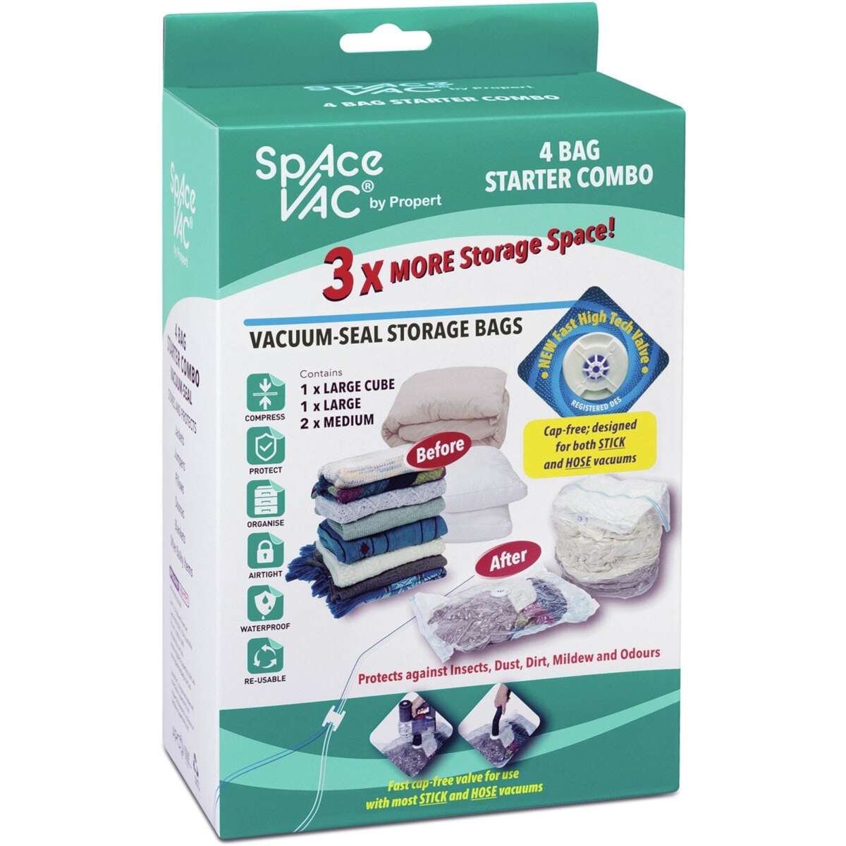 Space Vac Starter Combo VacuumSeal Storage Bags 4 Pack Woolworths