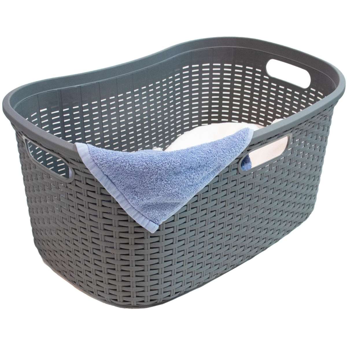 House and Home Woven Laundry Basket 40L Grey Woolworths