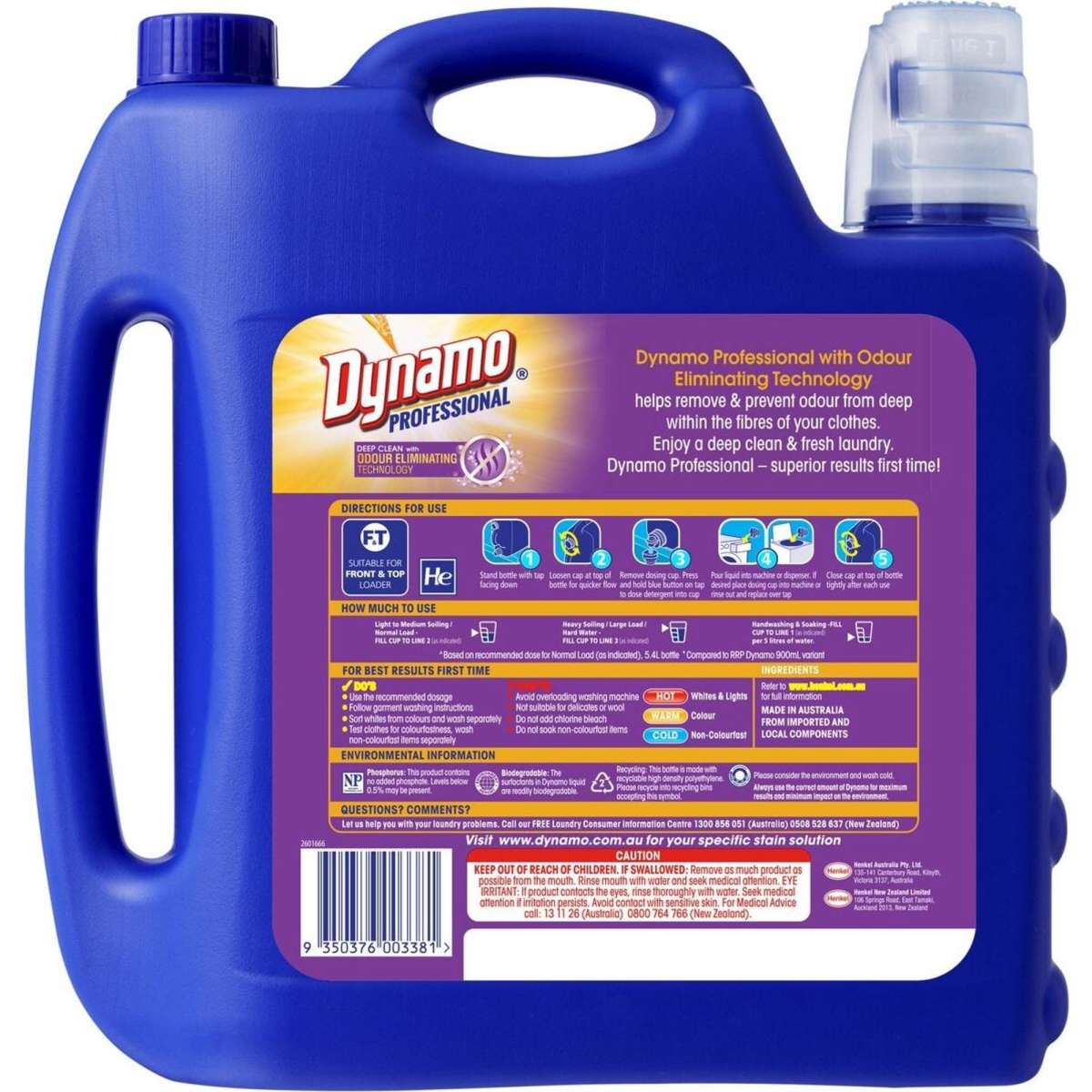 Dynamo Professional Liquid Laundry Detergent 5.4L Woolworths