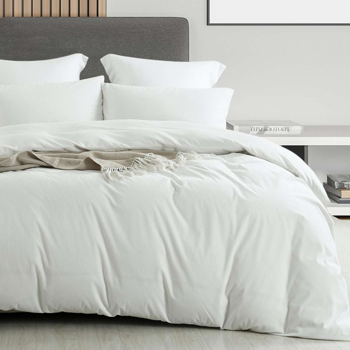 Royal Comfort Velvet Corduroy Quilt Cover Set Queen White Woolworths