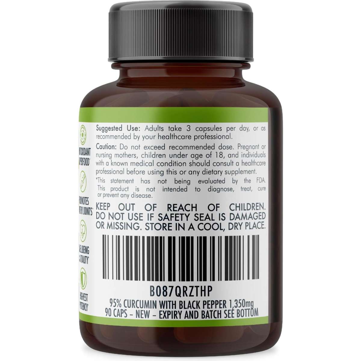 Nutra Nourished Organic Turmeric Extract 95 Curcumin with Black Pepper