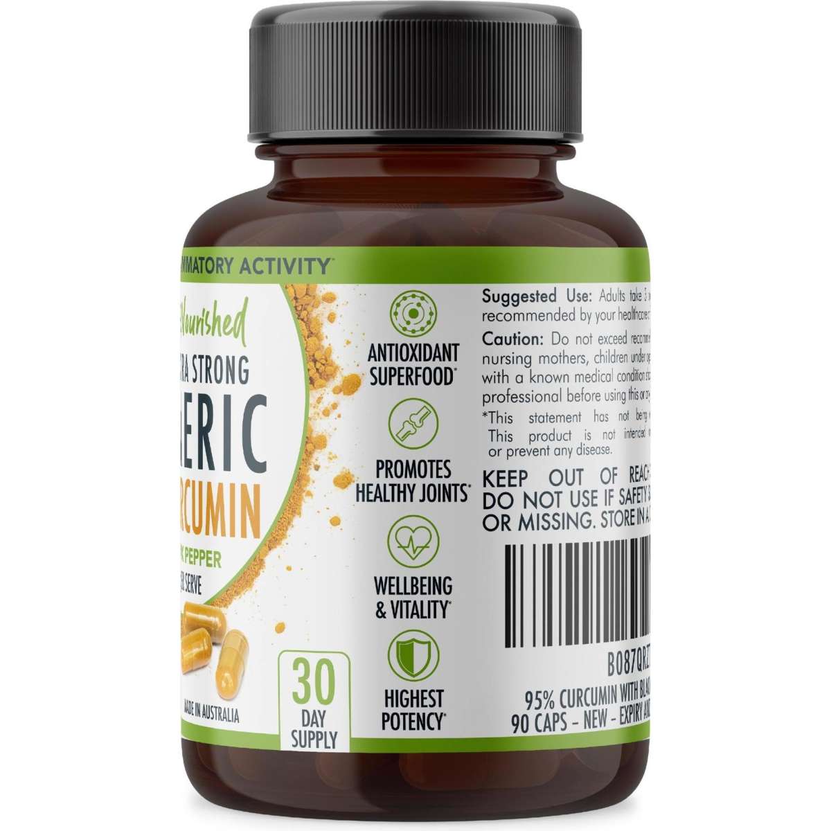 Nutra Nourished Organic Turmeric Extract 95 Curcumin with Black Pepper