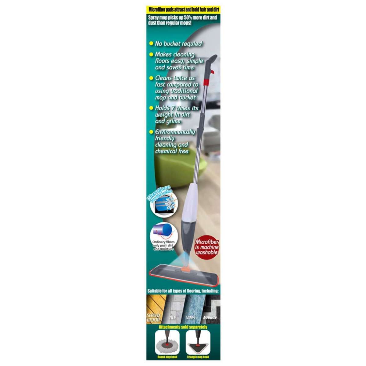 Panache Spray Mop w/ Cleaning Pad 128cm Woolworths