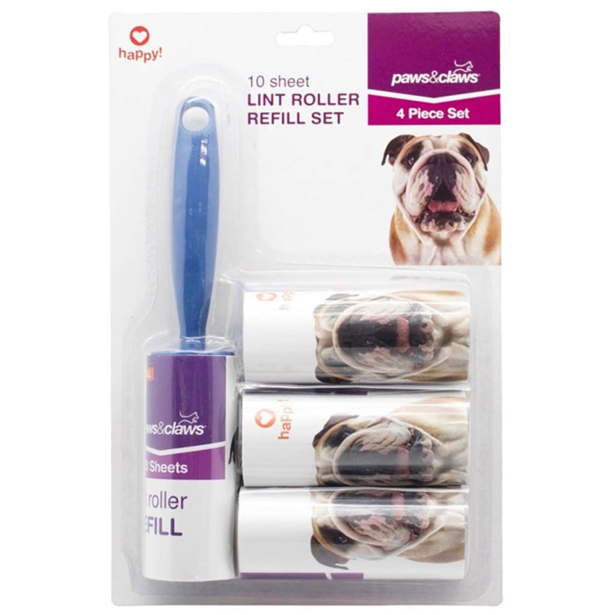 Paws And Claws Lint Roller Set 10 Sheet w/ 3 Refills Woolworths