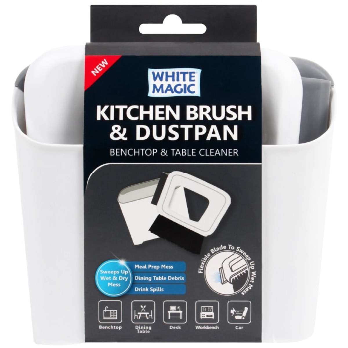 White Magic Kitchen Brush & Dustpan Woolworths