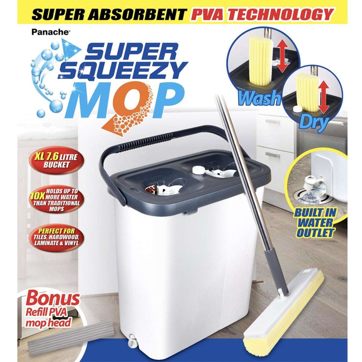 Panache Super Squeezy Sponge Mop PVA Woolworths