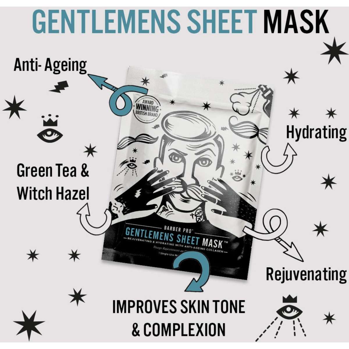 BarberPro Gentlemen's Sheet mask 4 x Mask Value Pack Woolworths