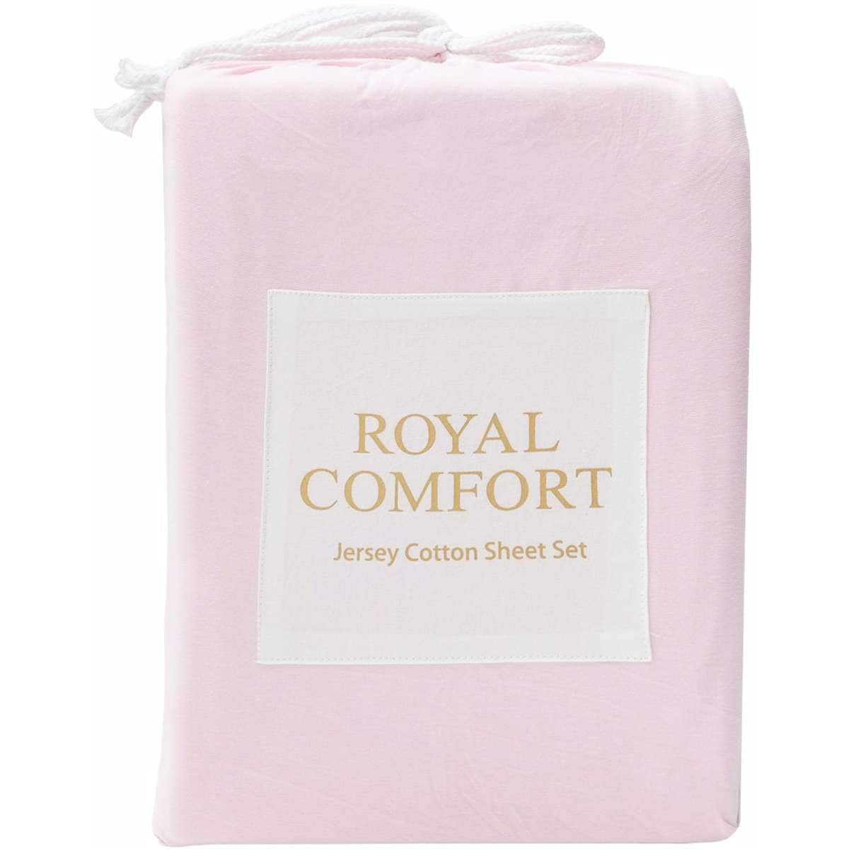 Royal Comfort Jersey Cotton Sheet Set Queen Pink Marle Woolworths