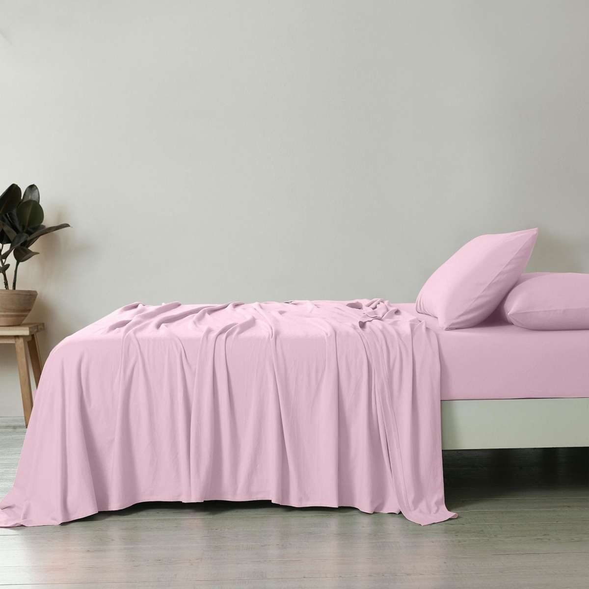 Royal Comfort Jersey Cotton Sheet Set King Pink Marle Woolworths