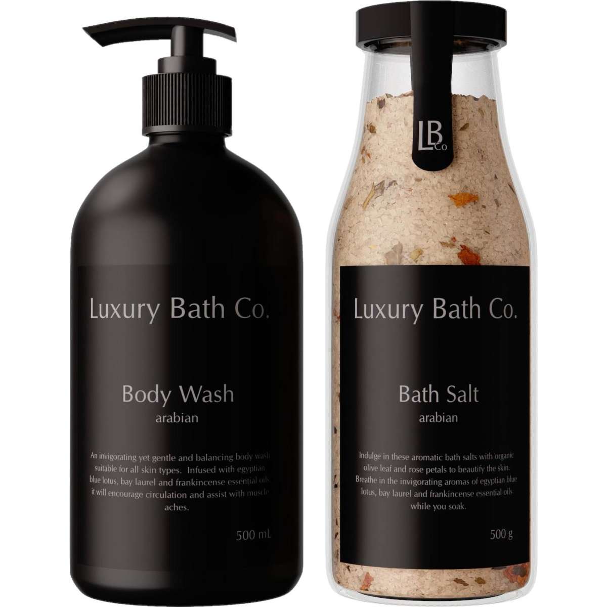 Luxury Bath Co. Body Wash and Bath Salt Bundle Arabian Ritual 2 Pack