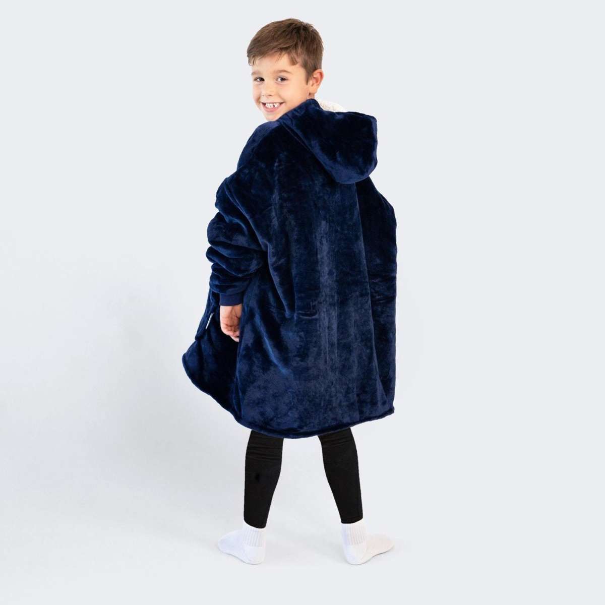 The Oodie Wearable Blanket Hoodie Navy Kids Size Woolworths