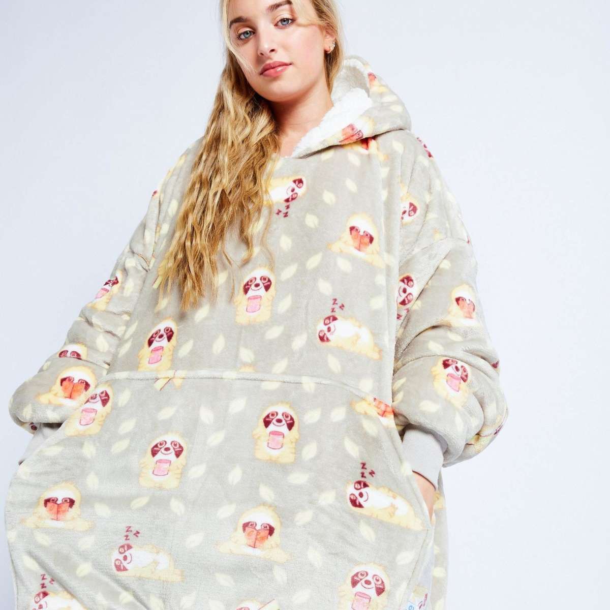 The Oodie Wearable Blanket Hoodie Sloth Adult Size Woolworths