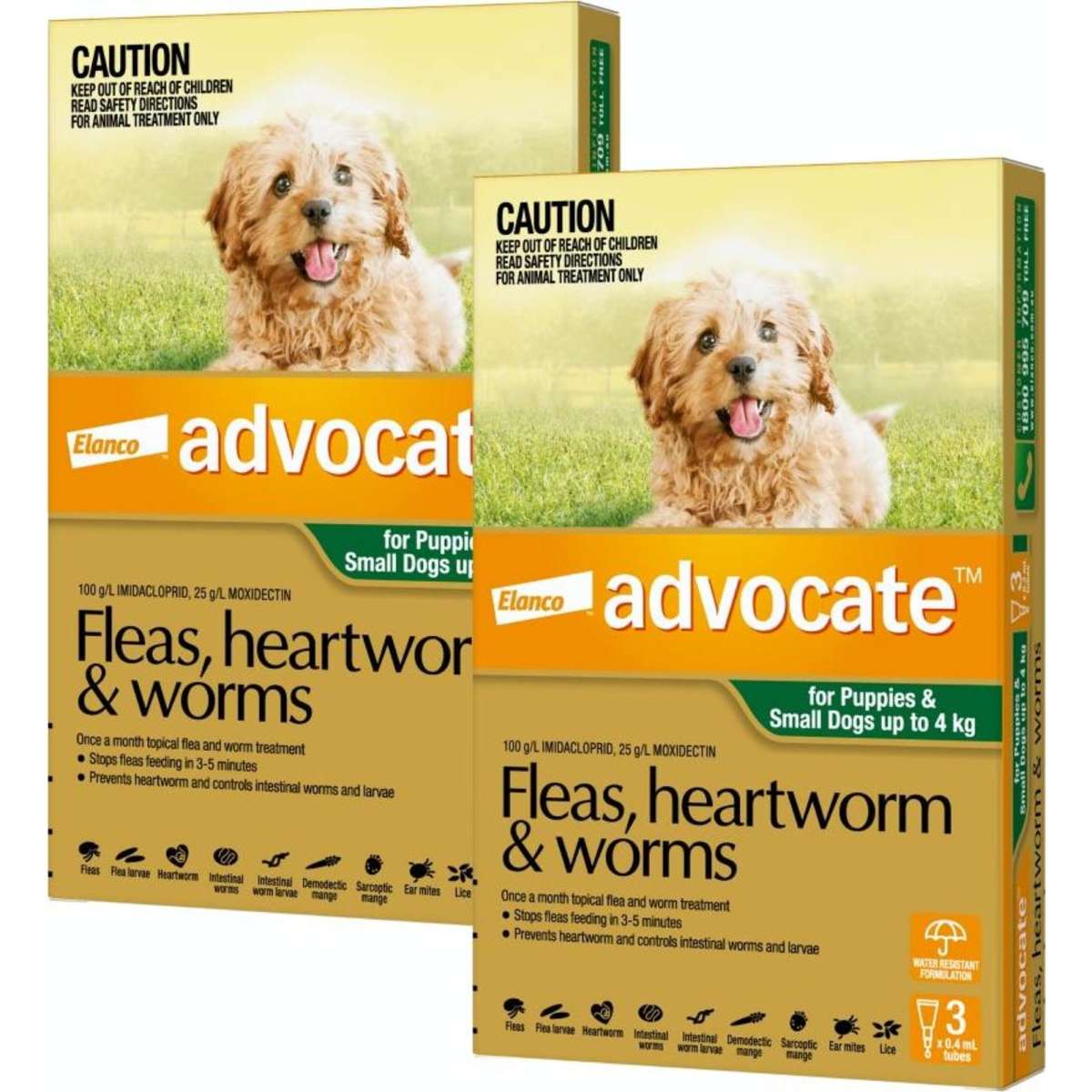 Advocate for Puppies & Small Dog up to 4kg (Green) 2x3 Pack | Woolworths