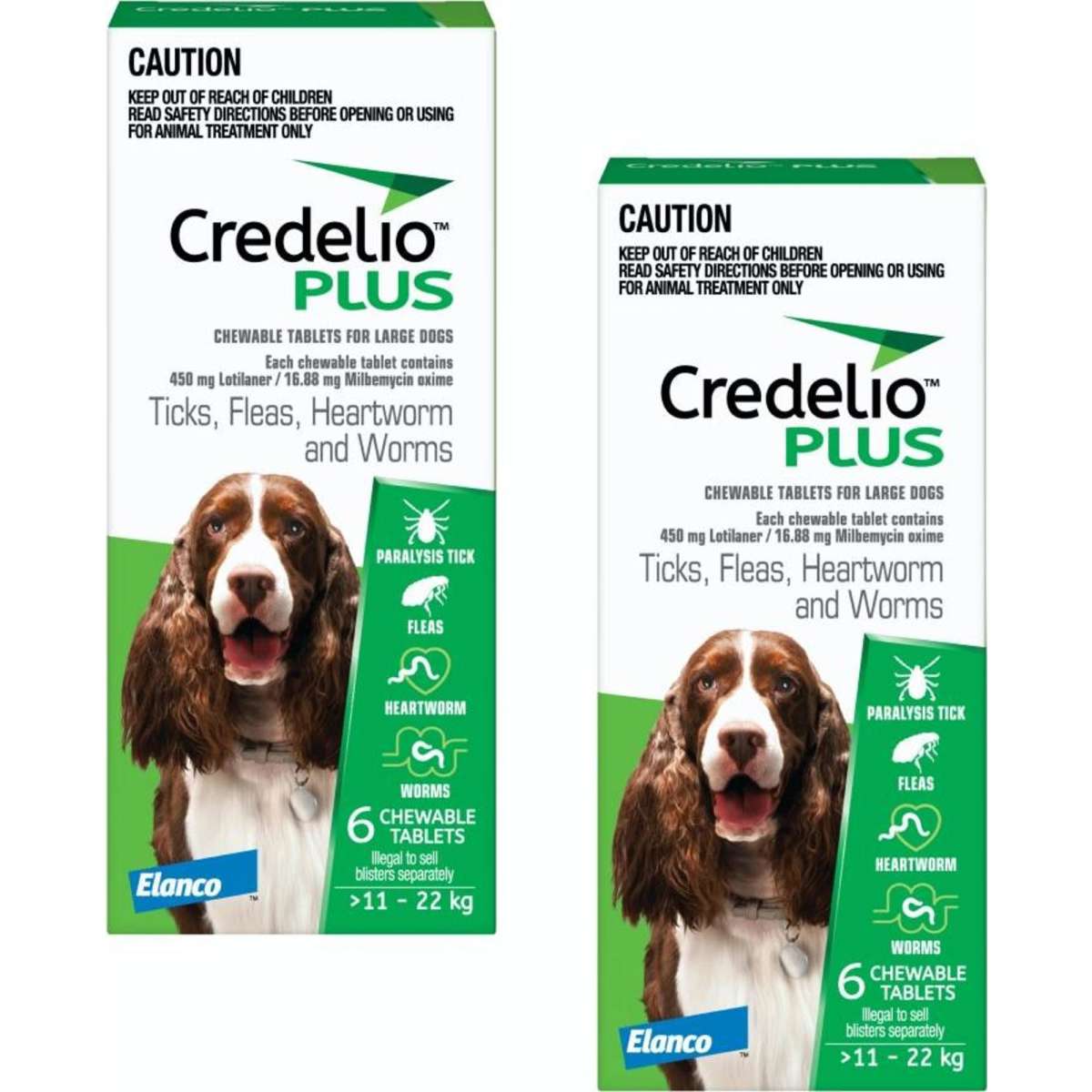 Credelio Plus Chews For Large Dogs 11-22Kg (Green) 2x6 Pack | Woolworths