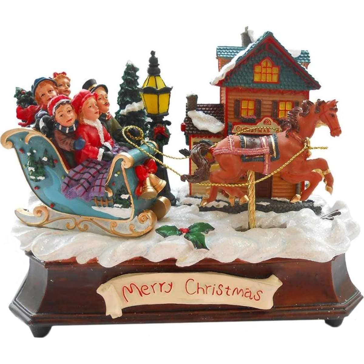 Amazing Christmas Christmas Musical Box Sleigh And Moving Horse
