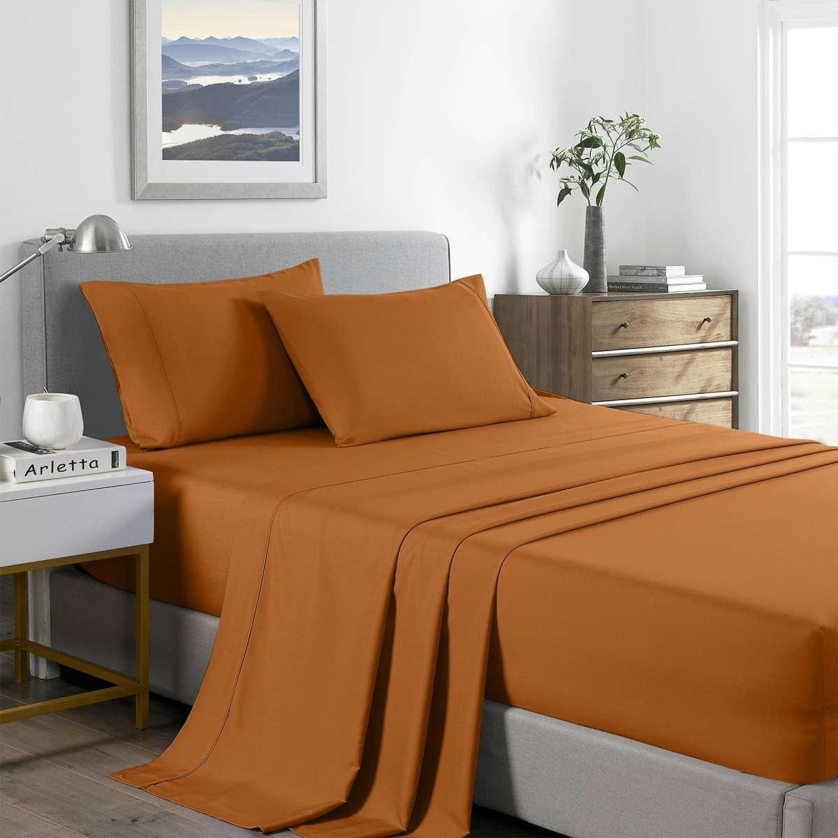 Royal Comfort Bamboo Cooling 2000 Thread Count Sheet Set King Rust