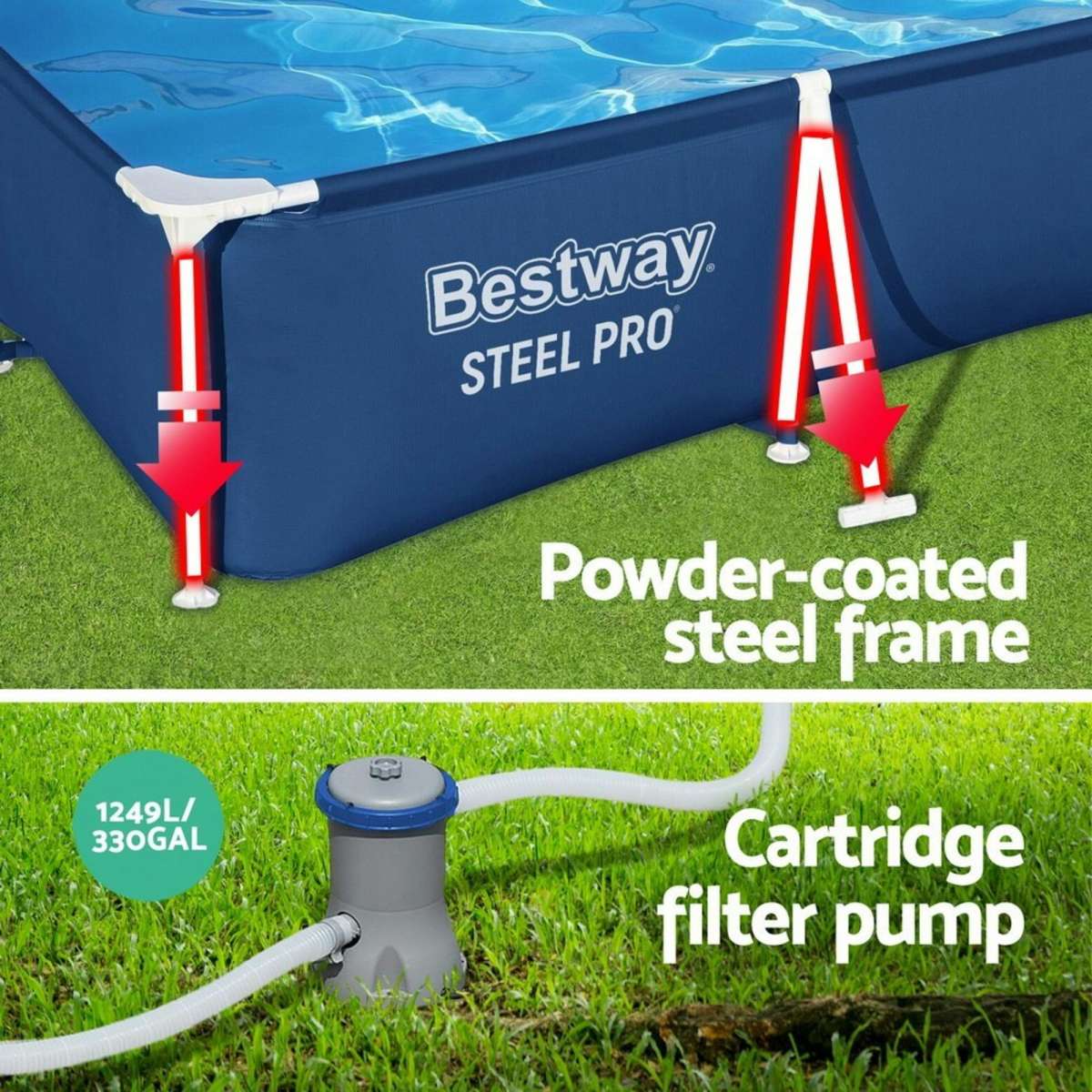 Bestway Above Ground Rectangular Swimming Pool With Filter 3.00 x 2.01M ...