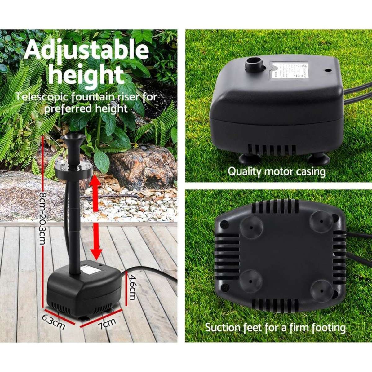 Gardeon Solar Pond Pump with Battery LED Lights 4 FT Woolworths