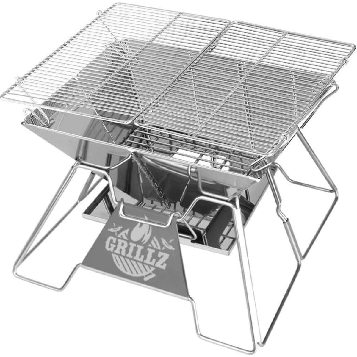 Grillz Camping Fire Pit BBQ 2in1 Grill Smoker Outdoor Portable