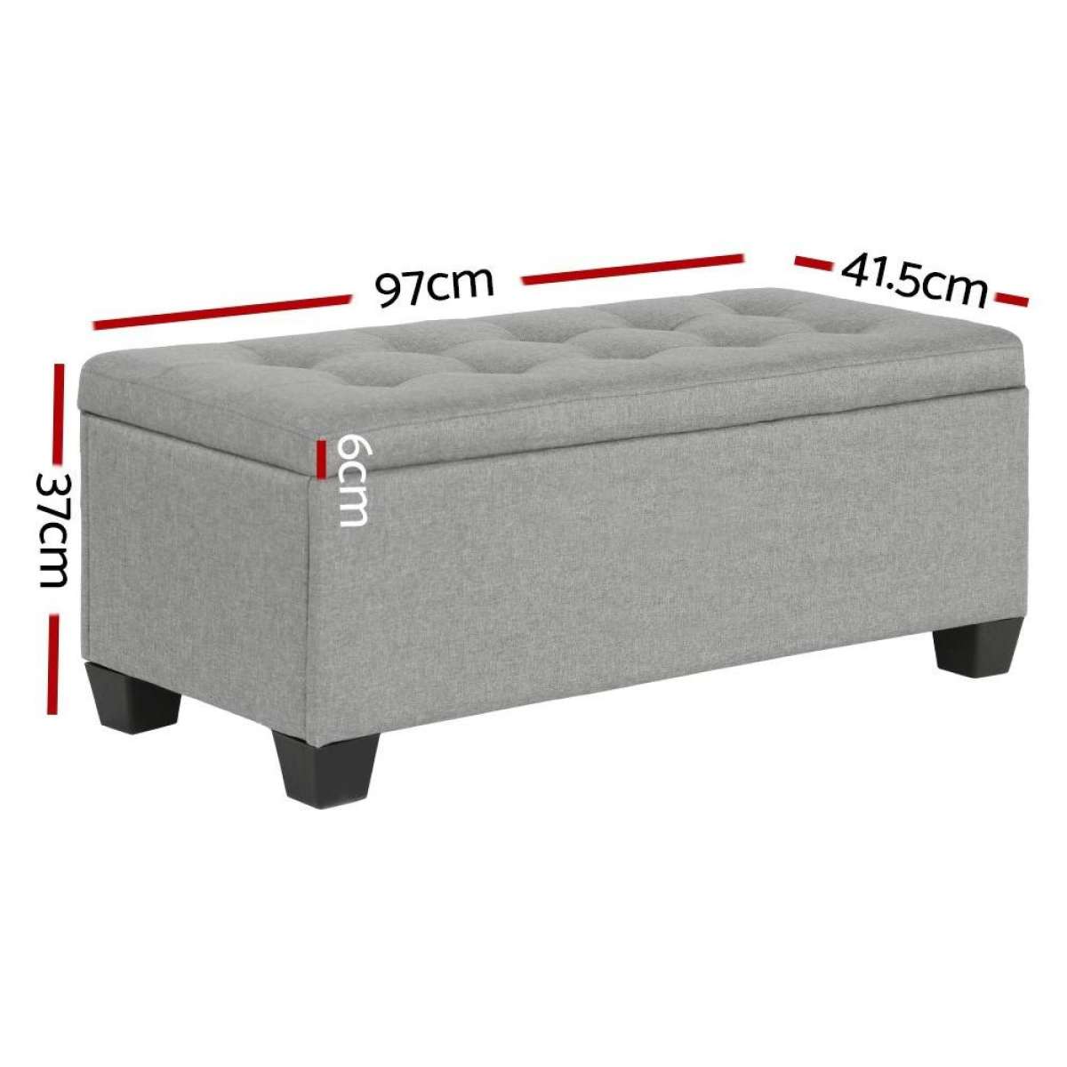 Artiss Storage Ottoman Blanket Box 97cm Linen Light Grey Woolworths